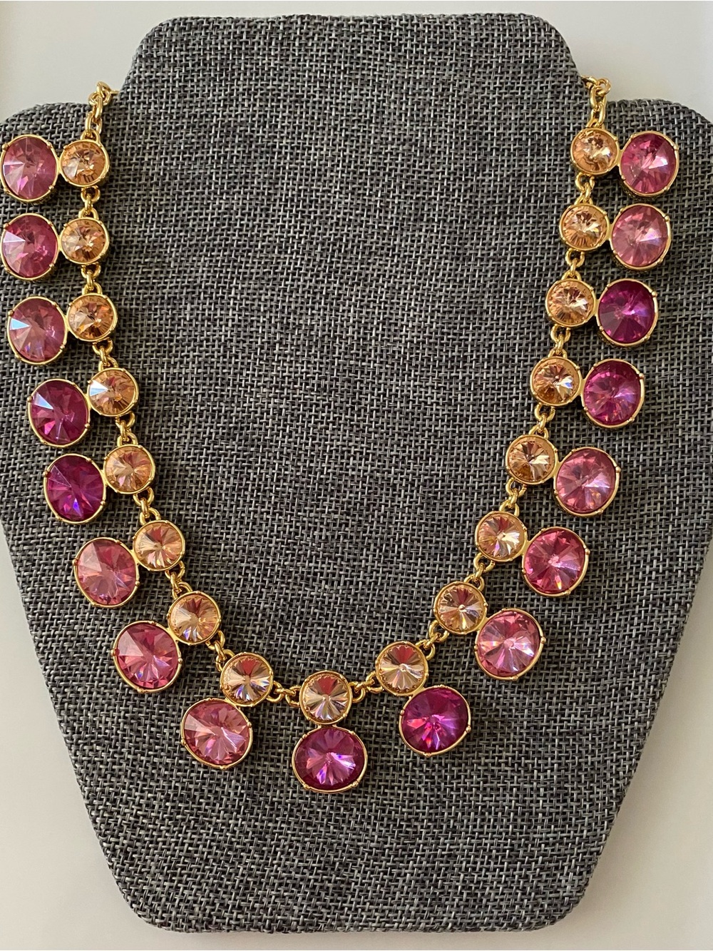 Talbots Rivoli Statement Necklace with Pink and Peach Crystals
